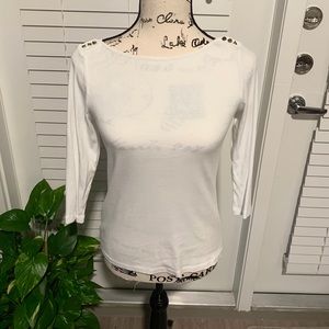 Ann Taylor Petite White Long-sleeve Shirt